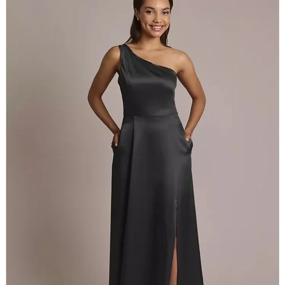 David's Bridal | Dresses | Elegant Black Oneshoulder Dress Davids Bridal |  Poshmark
